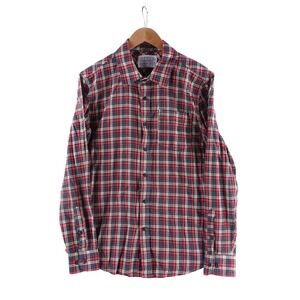 Gramicci Mens  Size Medium Red Gray Plaid Cotton Long Sleeve Button Down Shirt